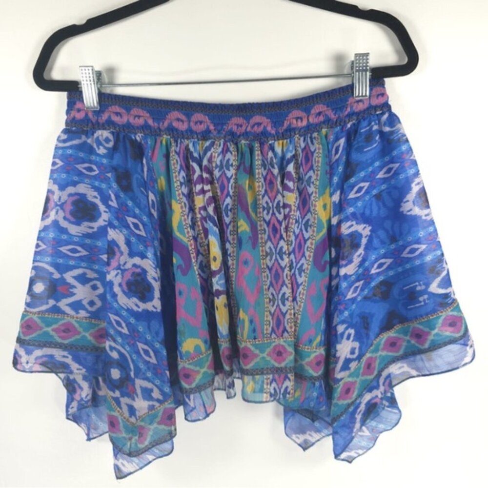 NWT ZARA Print Asymmetrical Hem Boho Pull on Mini Lined Skirt 7632/039 Size L
